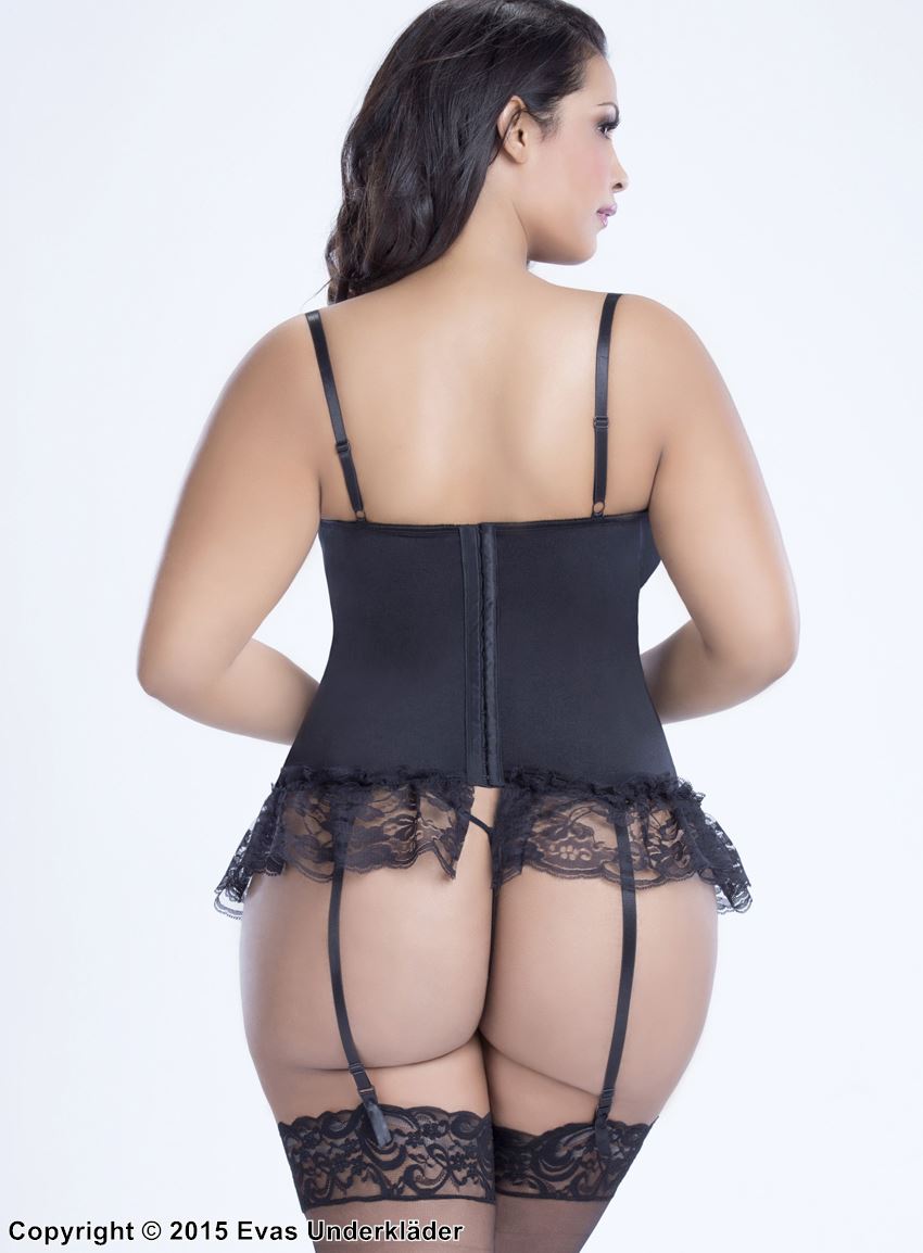 Satin and lace bustier, plus size
